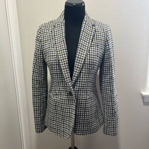 J.Crew Women’s Size 2 100% Wool Blazer Jacket Lined Checked Elbow Pads